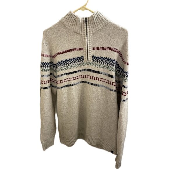 Fat Face U.K Mens Oatmeal Colour Ives Half Neck Jumper Size Medium Fair Isle - Picture 1 of 15